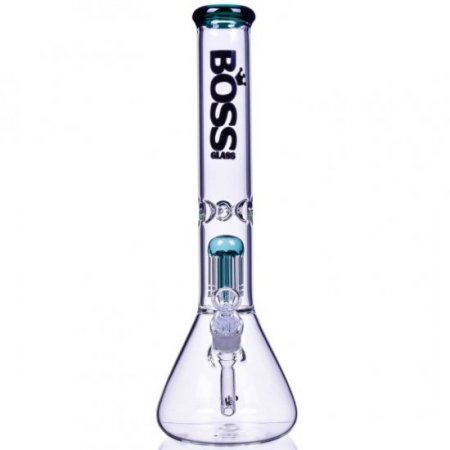 Boss Glass - 16" Single Chamber Bong 5MM Thick & Heavy - Winter Green New