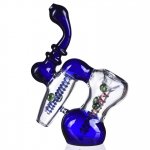 7" Double Chamber Glass Bubbler - Blue New
