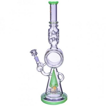 Lords of Time Stone - Lookah? - 18" Mushroom Domed Sprinkler Perc Bong - New Green New