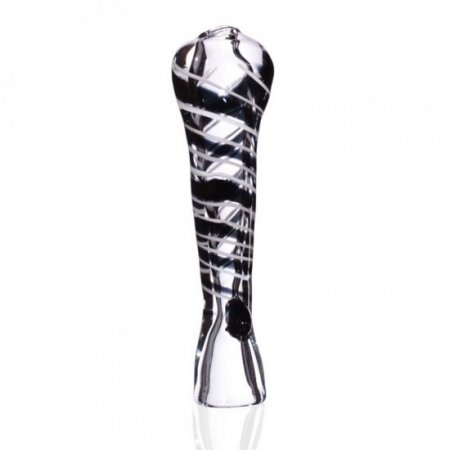 3" Swirled Striped Fumed Chillum - Black New