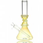 10.5" Twisted 24KT Gold Color Changing Bong - Beaker Bottom Bong New