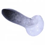 4" Spotted Marbled Fritter Glass Spoon Hand Pipe - Blackish White New
