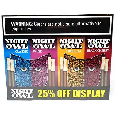 Night Owl Variety Display Pipe Tobacco Cigars 120ct