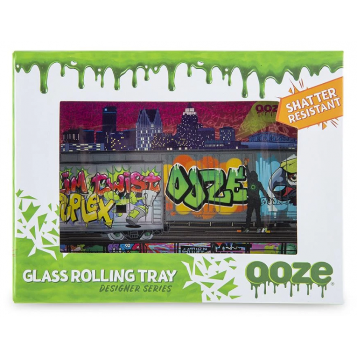 OOZE? ROLLING TRAY - SHATTER RESISTANT GLASS - TAG - SMALL New