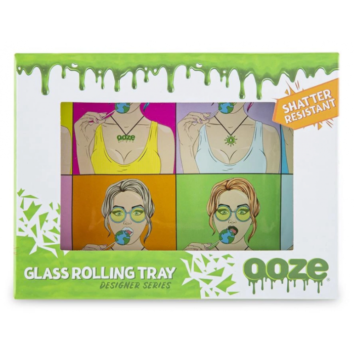 OOZE? ROLLING TRAY - SHATTER RESISTANT GLASS - CANDY SHOP - SMALL New