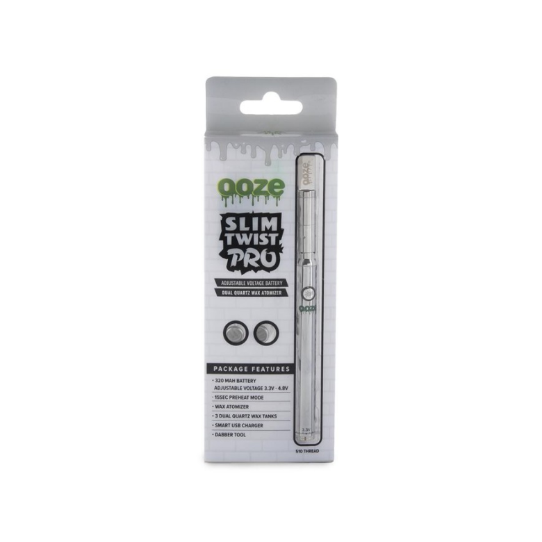 OOZE SLIM TWIST PRO 320MAH ADJUSTABLE VOLTAGE BATTERY KIT - CHROME New