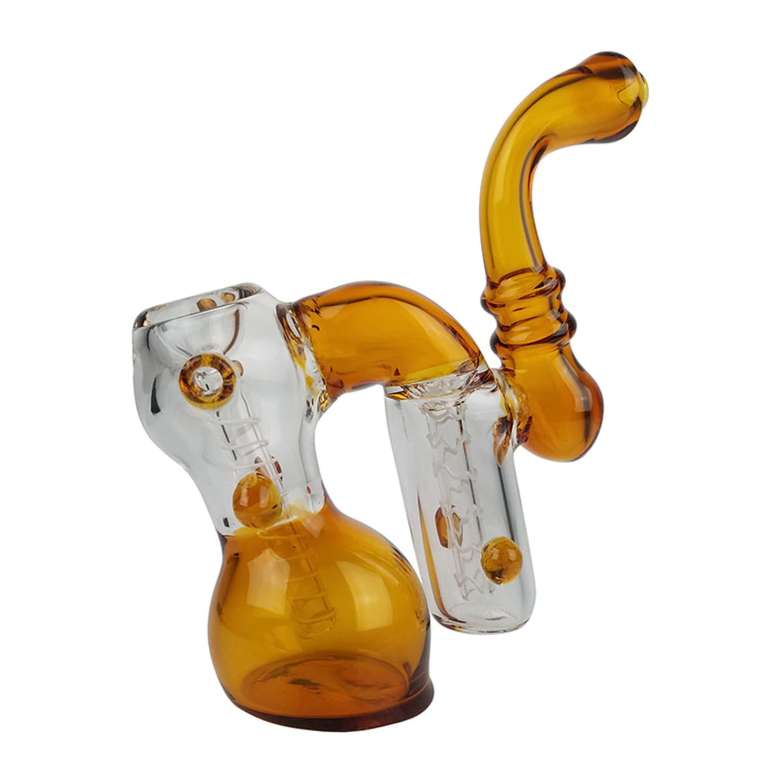 7\" Double Chamber Glass Bubbler - Amber New